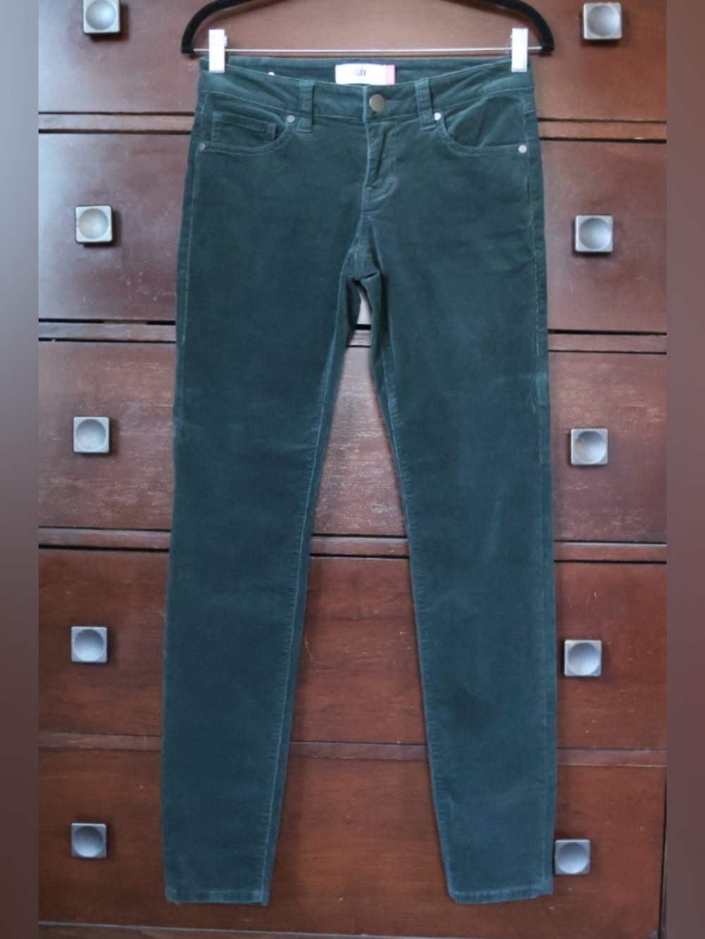 CAbi Forest Green Corduroy Skinny Jeans Pants Size 2